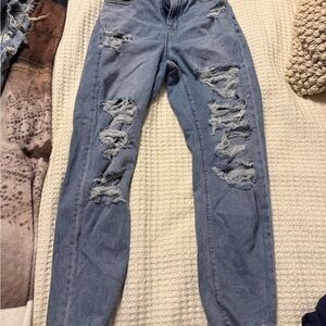 Stylish Blue Distressed Women's Jeans